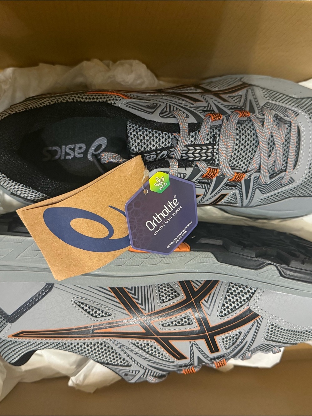 ASICS Gray and Orange Men's Trail Sneakers